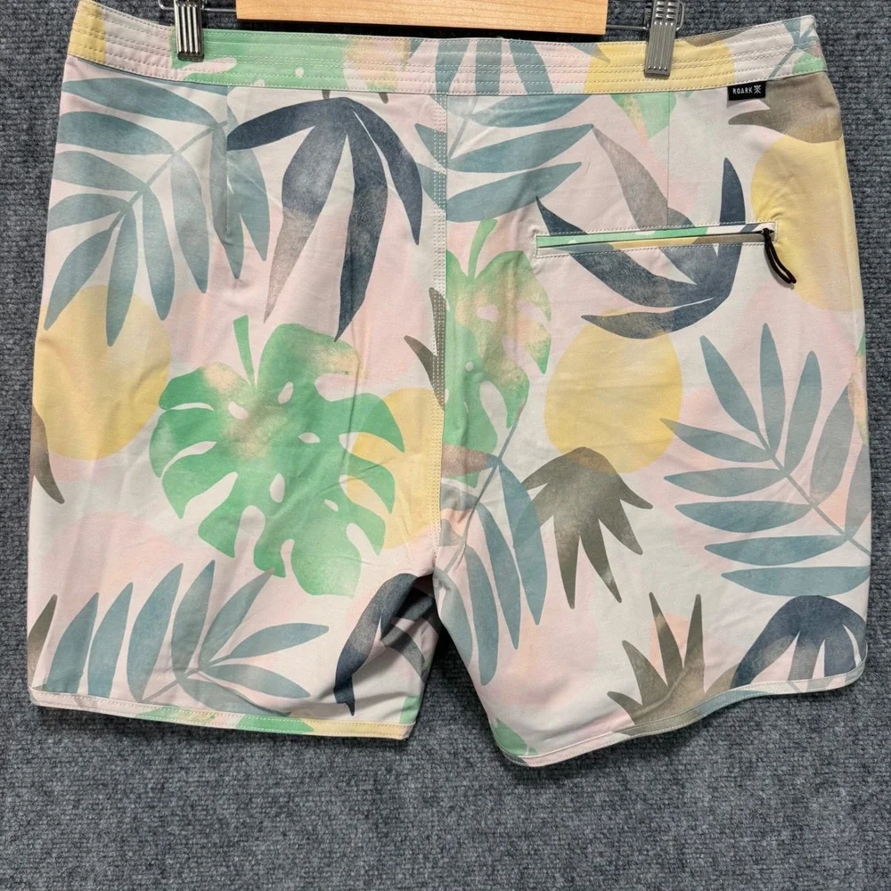 ROARK Chiller De‎ Palmas Board Shorts 36 Hemp Blend Floral Print Swim Trunks